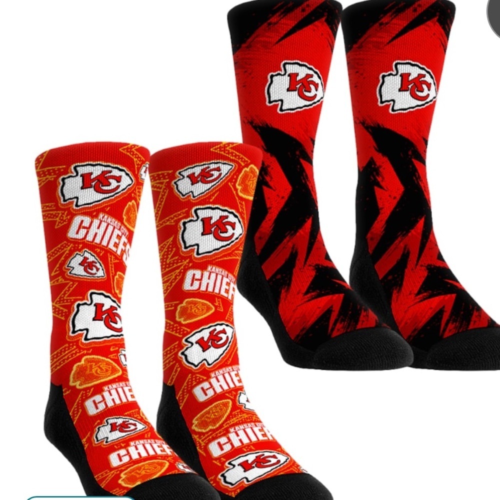Kids Kansas City Chiefs Red and Black Socks 2Pk